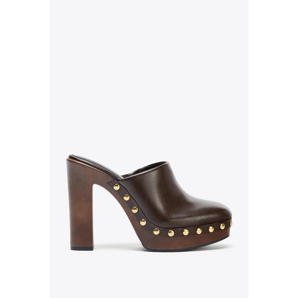 Zara Shoes - Zara HIGH HEELED CLOG WITH STUDS in Brown